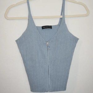 Baby Blue Plunge Knit Crop Tank
